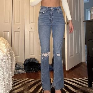 ZARA Size 2 High Waisted Ripped Demin Jeans